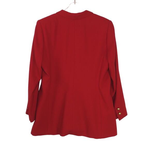 1990s Vintage Kasper Red Blazer Jacket Gold Buttons Large Retro Glam - Picture 2 of 6